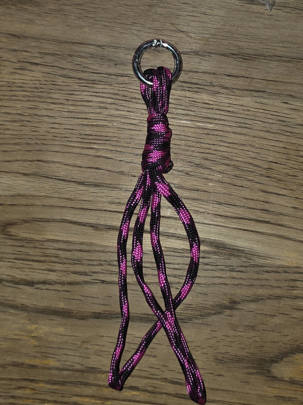 Pink & Black Paracord Loop Keychain / Phone Wrist Strap (Tether Card Included)